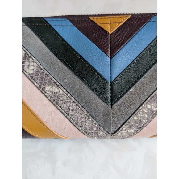 Fossil Wallet Logan RFID Zip Around Leather Chevron Multicolor Boho Western - Picture 5 of 16